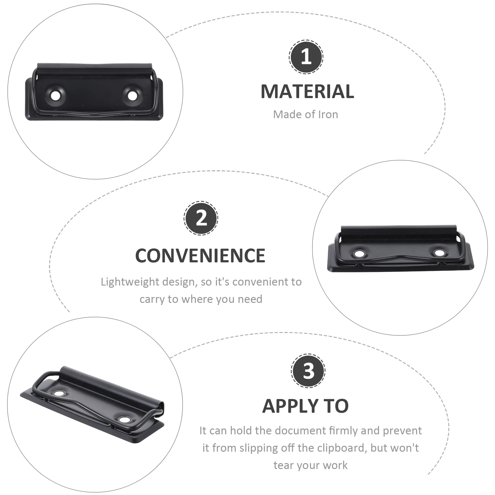 15 Pcs Metal Clips Stationery Board Clips A4 File Holders Iron Paper Office Supplies Multifunctional Clipboards Clips Writing