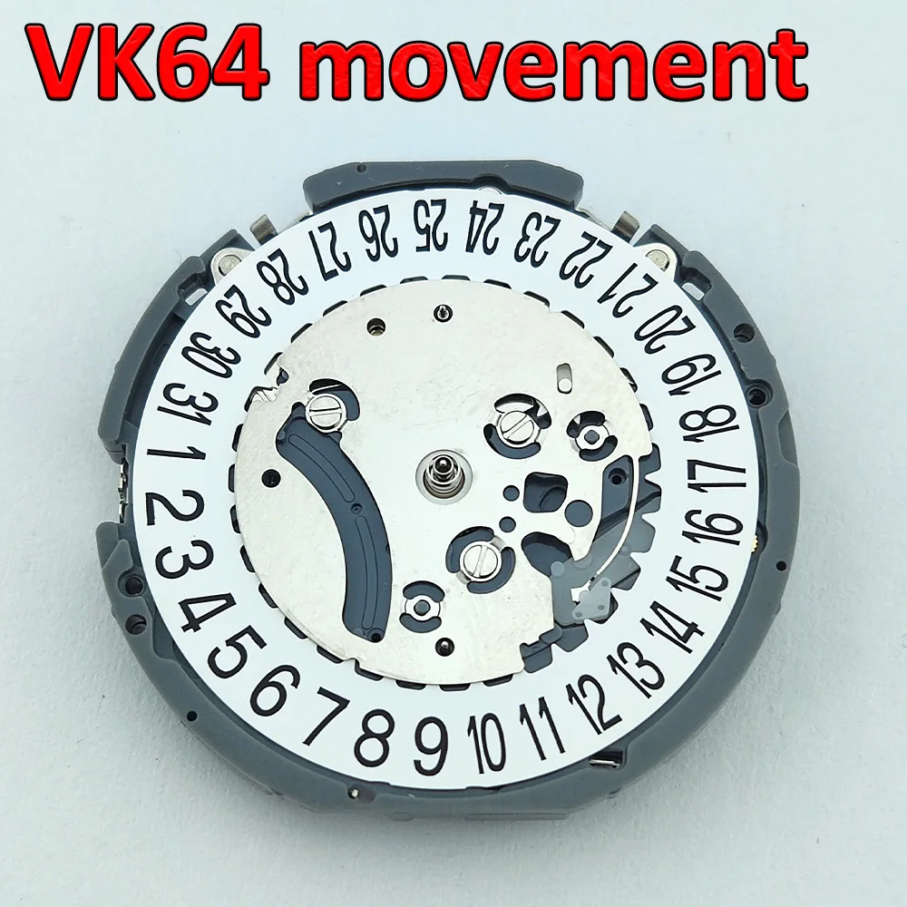 VK64 Movement Quartz Date Chronograph Original Japanese VK64/VK64A Movement White At 6 O'clock Date Fits VK Series VK64A Watch