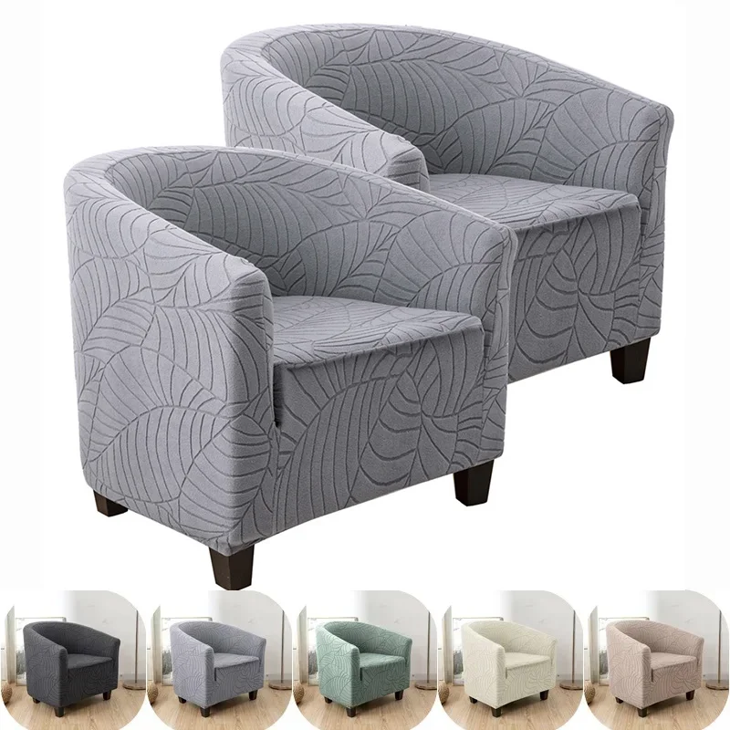 

Stretch Tub Chair Cover Spandex Armchair Cover Leaves Jacquard Home Decor Club Sofa Slipcover for Living Room Couch Covers