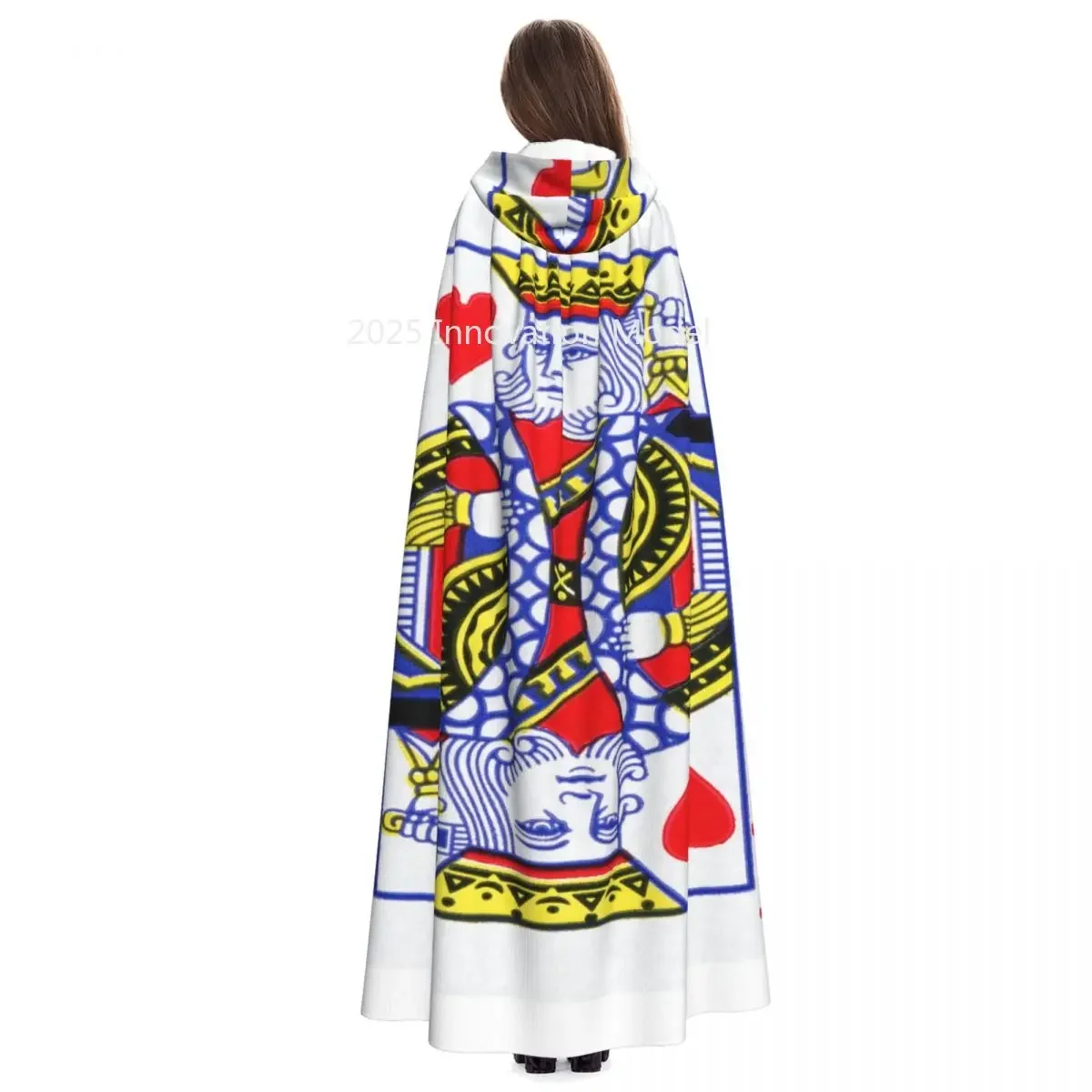 2025 New Poker Card King Adult Cloak Cape Hooded Medieval Costume Witch Wicca Elf Purim Carnival Party