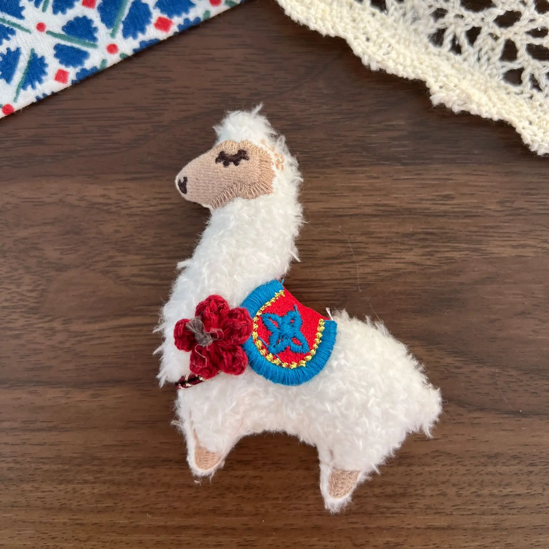 Brooch Pin DIY Accessory Cute Cartoon Alpaca Plush Filled Doll Bag Pendant Hair Clip Semi Finished Craft Material Lightweight