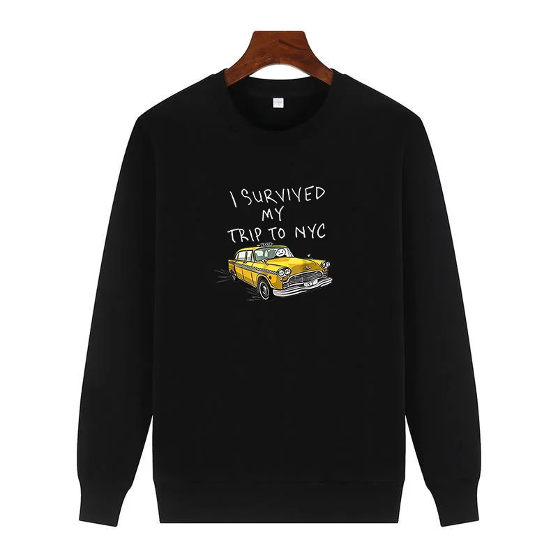 l Survived My Trip To NYC T Shirt New York Yellow Taxi graphic sweatshirts For all ages thick sweater hoodie Man sweatshirts