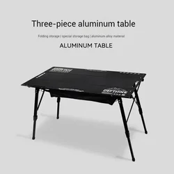 Defthike Outdoor Camping Three Piece Table Aluminum Tactical Table Portable Folding Lifting IGT Expansion Chicken Rolls Table