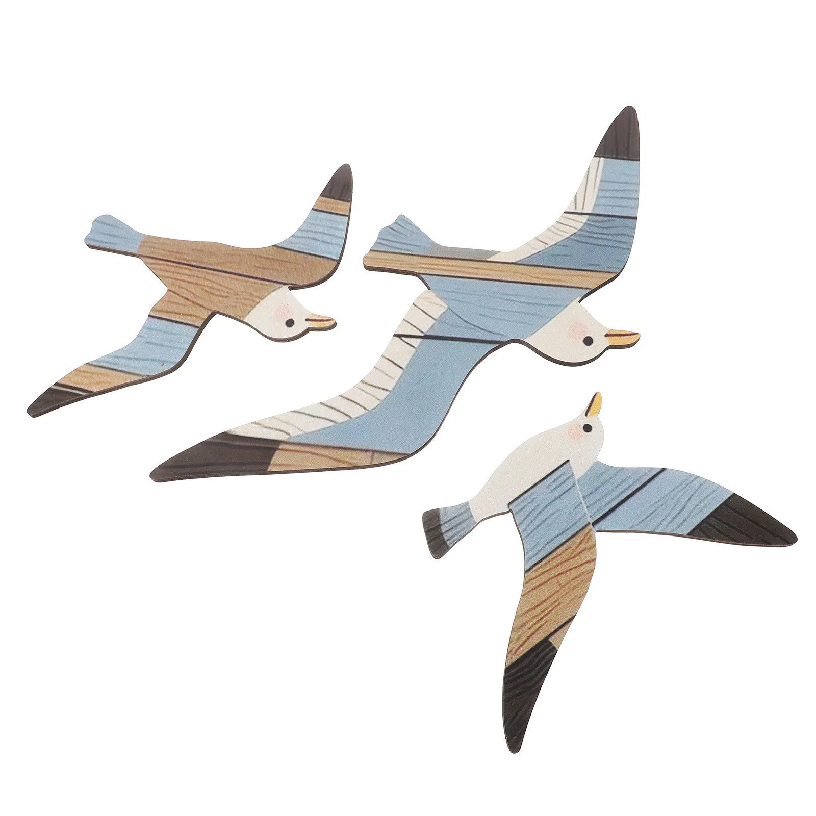 

3pcs Ocean Wind Wall Decor Natural Wood Seagull Coastal Art Sculpture For Bathroom Bedroom Dining Area Home Decor