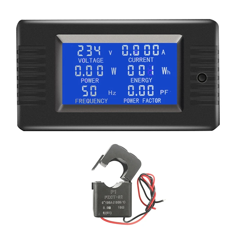 AC Digital Display Power Monitor Voltage Current Power Meter English 100A (With Opening And Closing CT)