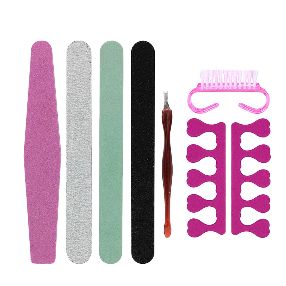 7 個のマニキュアツールセット絶妙な技量の爪やすりキット、爪の分離器クリーニングブラシで整形、滑らかに、研磨するためのセット