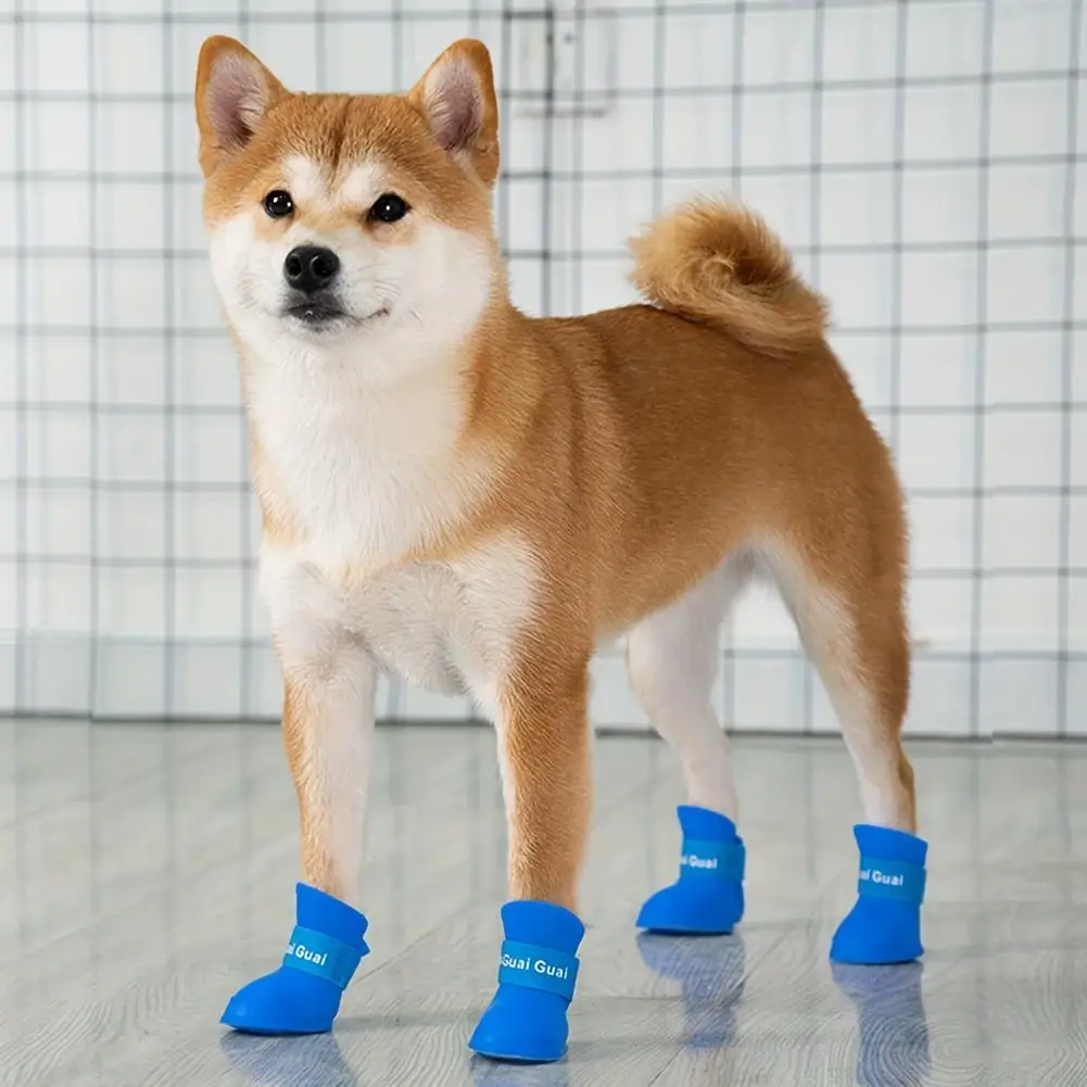 Spring Waterproof Pet Rain Shoes Silicone Anti-slip Dog Boots for Small Dogs Cats Teddy Soft Bottom Mothers Day Gift A9L9