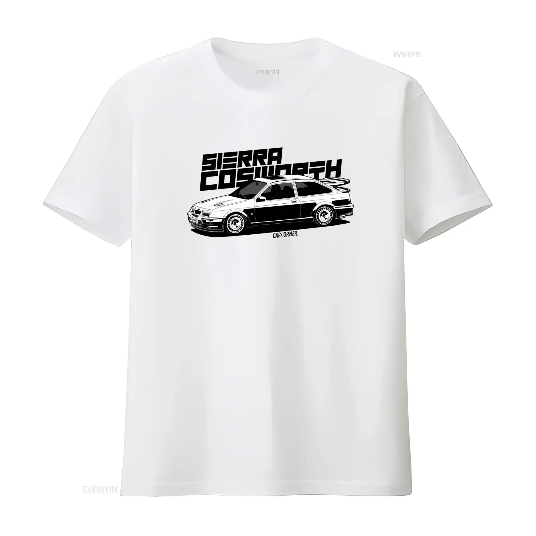 T shirt Sierra Cosworth Black Carcorner pour Homme en Coton épais Décontracté vintage Washed Breathable Top For Everyday Wear