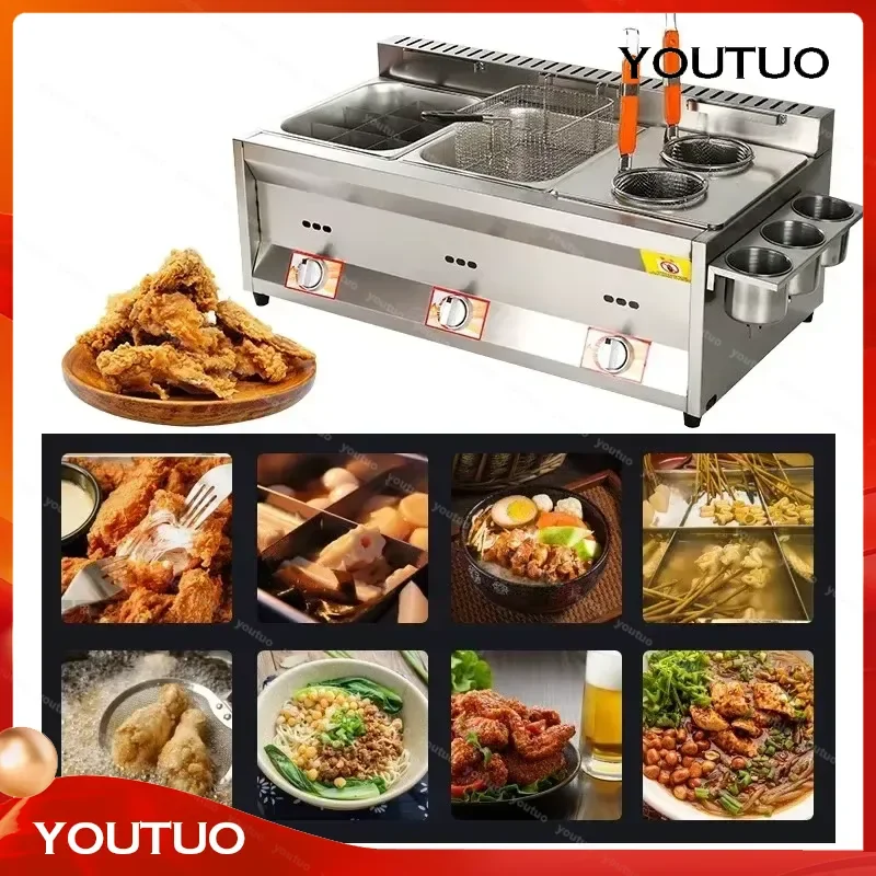 Commercial Gas Fryer Equipment for Stall Grill Deep Fryer Chicken Oden Fried Skewers Machine Teppanyaki Equipment Parts