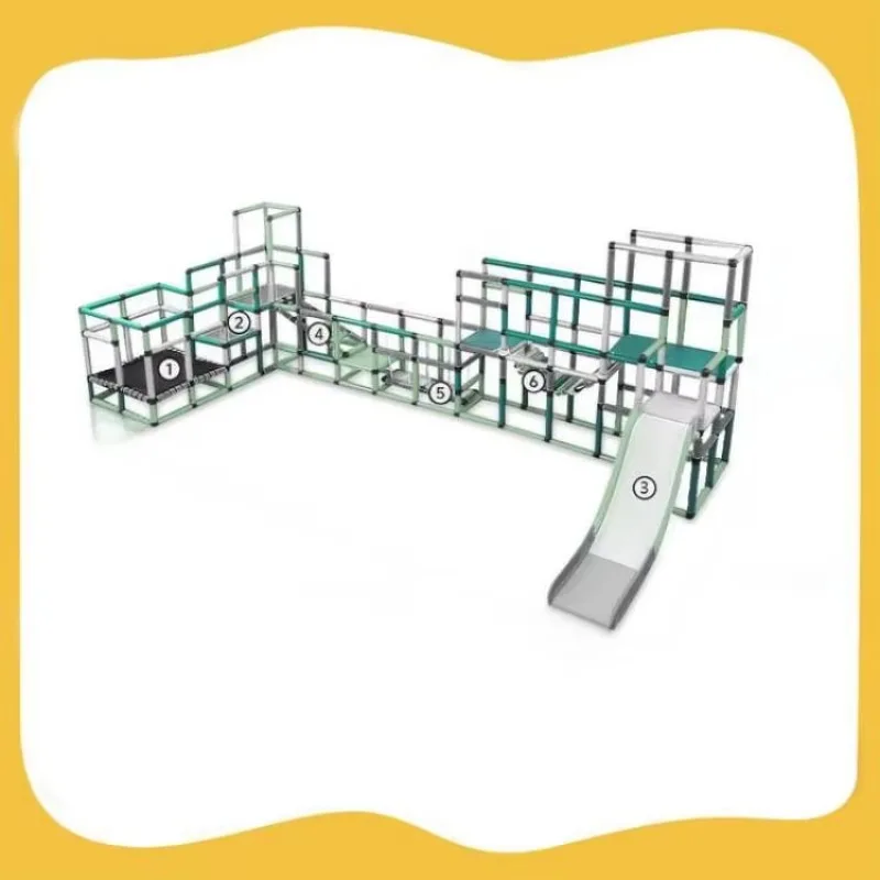 Children's Integrated Training Equipment Set Baby Indoor Playground with Climbing Frame and Plastic Slide for Bedroom Play