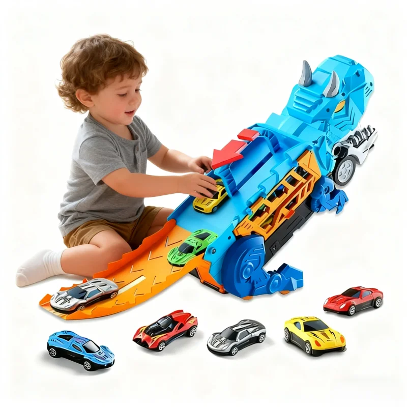 

Kids Dinosaur Alloy Car Catapult Sliding Track Game Slide Children's Educational Puzzle Toy Sensory Car Storage Christmas Gift