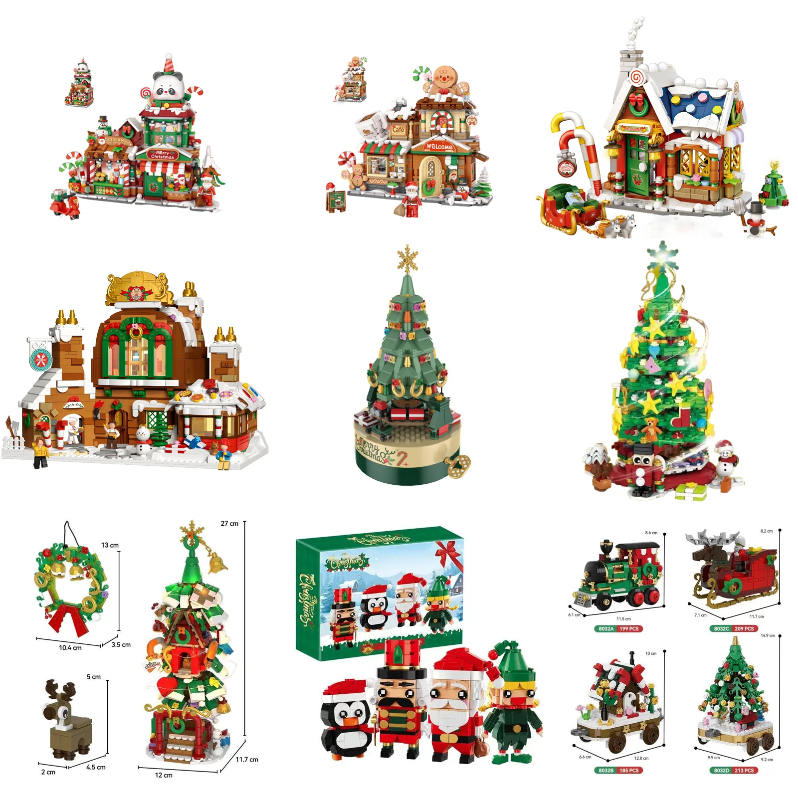 ロマンチックなクリスマスのおもちゃとギフト、クリスマスツリーハウスサンタクロースモデル組み立て、クリスマスDIYビルディングブロックおもちゃとギフト