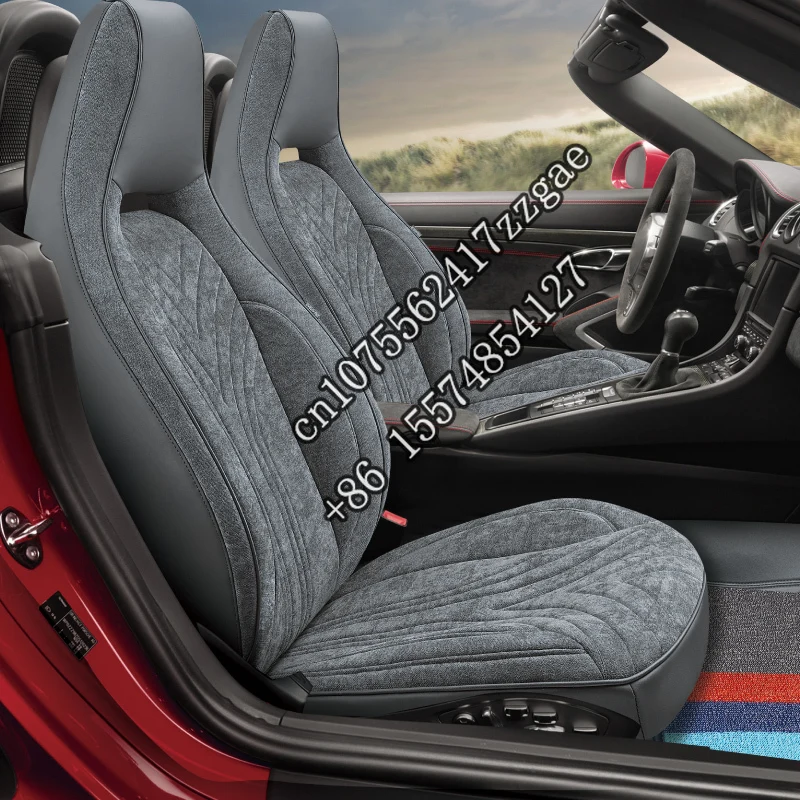 New Car Leather Interior Accessories Universal Sports Fancy Red Luxury Fiber  Full Set Seat Covers