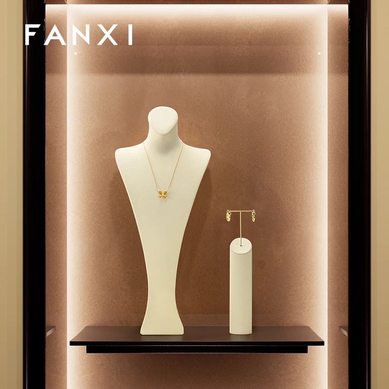 New product portrait neck necklace display rack, microfiber jewelry store, counter window display