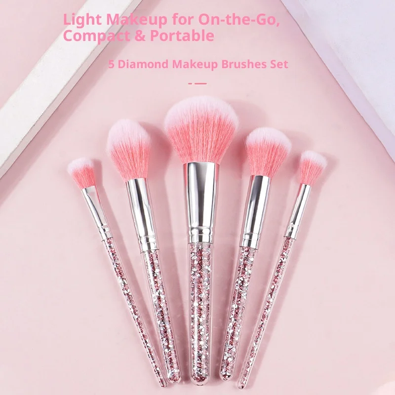 5Pcs Soft Bristle Makeup Brush Set Powder Contour Eyeshadow Blending Portable Travel Beauty Tools
