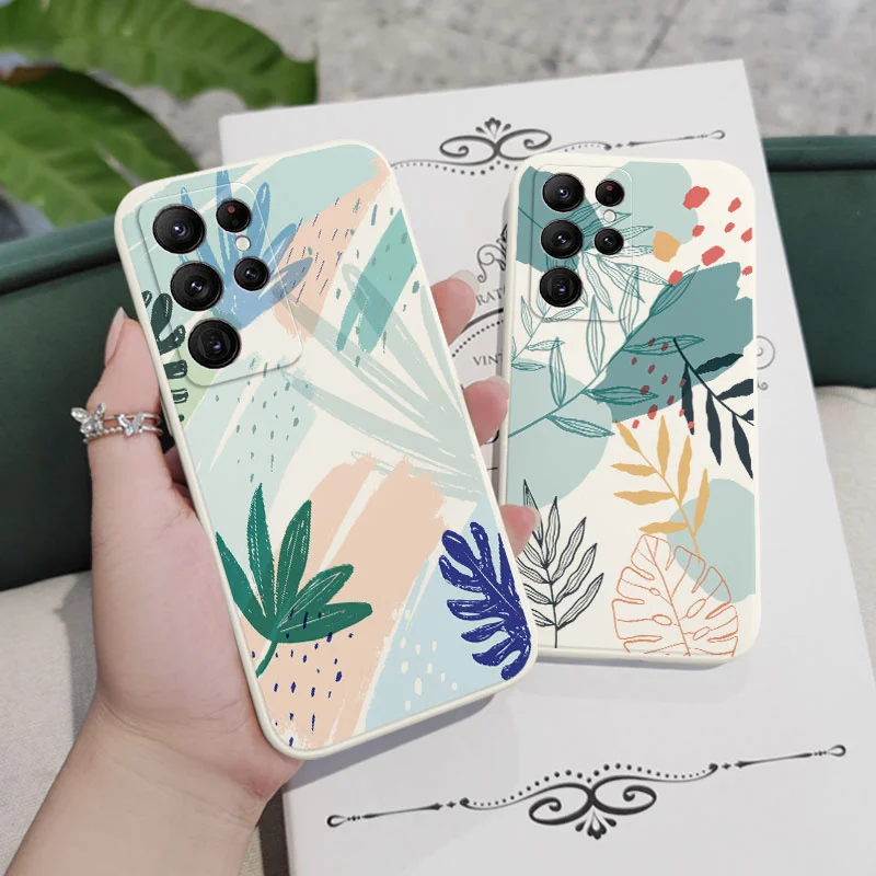 Coque de téléphone feuilles de conscience pour Samsung Galaxy, S24, S23, S22, S21, S20 Ultra Plus, FE, S10, S9, S10E, Note 20 ultra, 10, 9 Plus