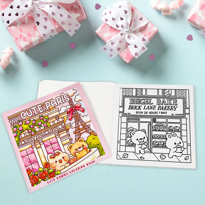Adult Teen Coloring Book Comfy Patterns Bold Easy Cute Cartoon Drawing Perfect Gift Birthday Party Present Cute Pairs