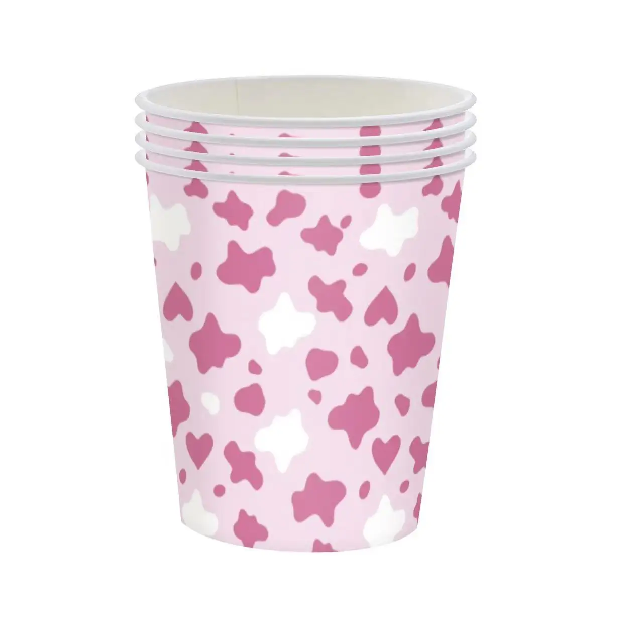 Pink Cow Theme Birthday Party Decorations Cow Print Disposable Tableware Set Paper Plates Napkins Cups