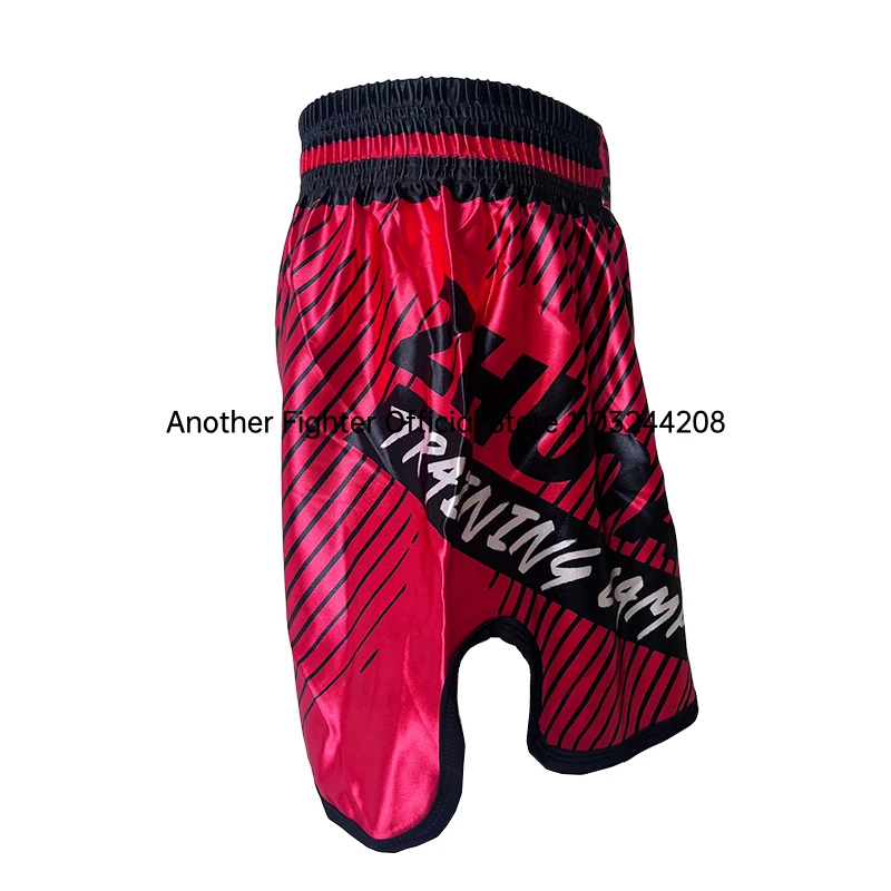 Pantalones cortos de boxeo tailandés de satén Muay Thai para hombres, mujeres y niños, negro, rojo, Sanda, artes marciales, ropa de MMA, pantalones de Kickboxing de lucha en jaula