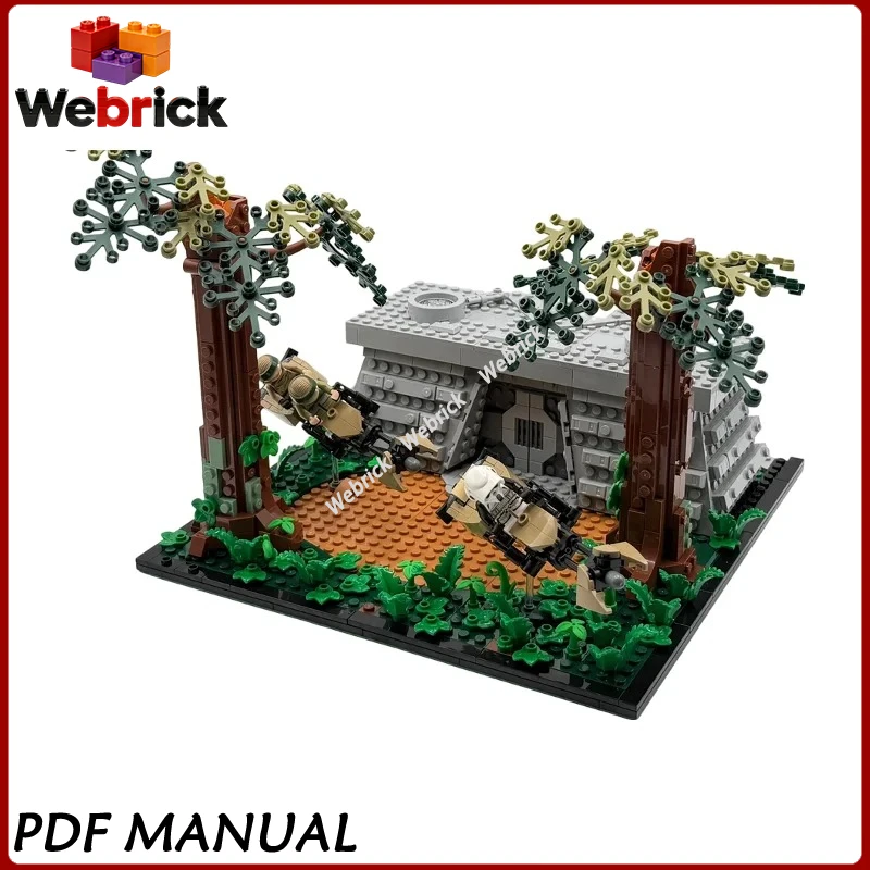 Jungle Bunker Station & Speeder Pursuit MOC Building Blocks, Green Base Alternative Build Kit For Adult Collectors