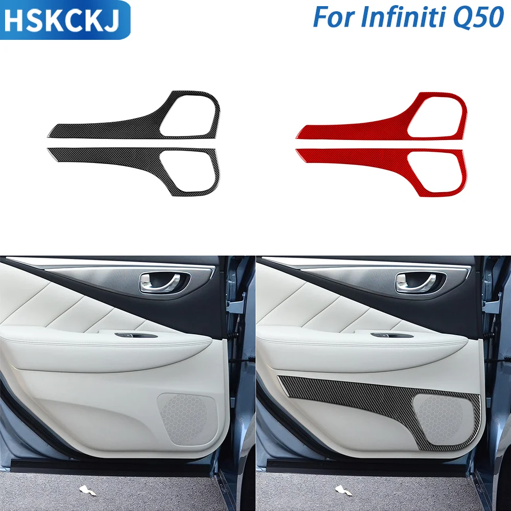 

For Infiniti Q50 2014——2020 Real Carbon Fiber Car Rear Door Speaker Sticker Horn FrameCover Trim Interior Decorative Accessories