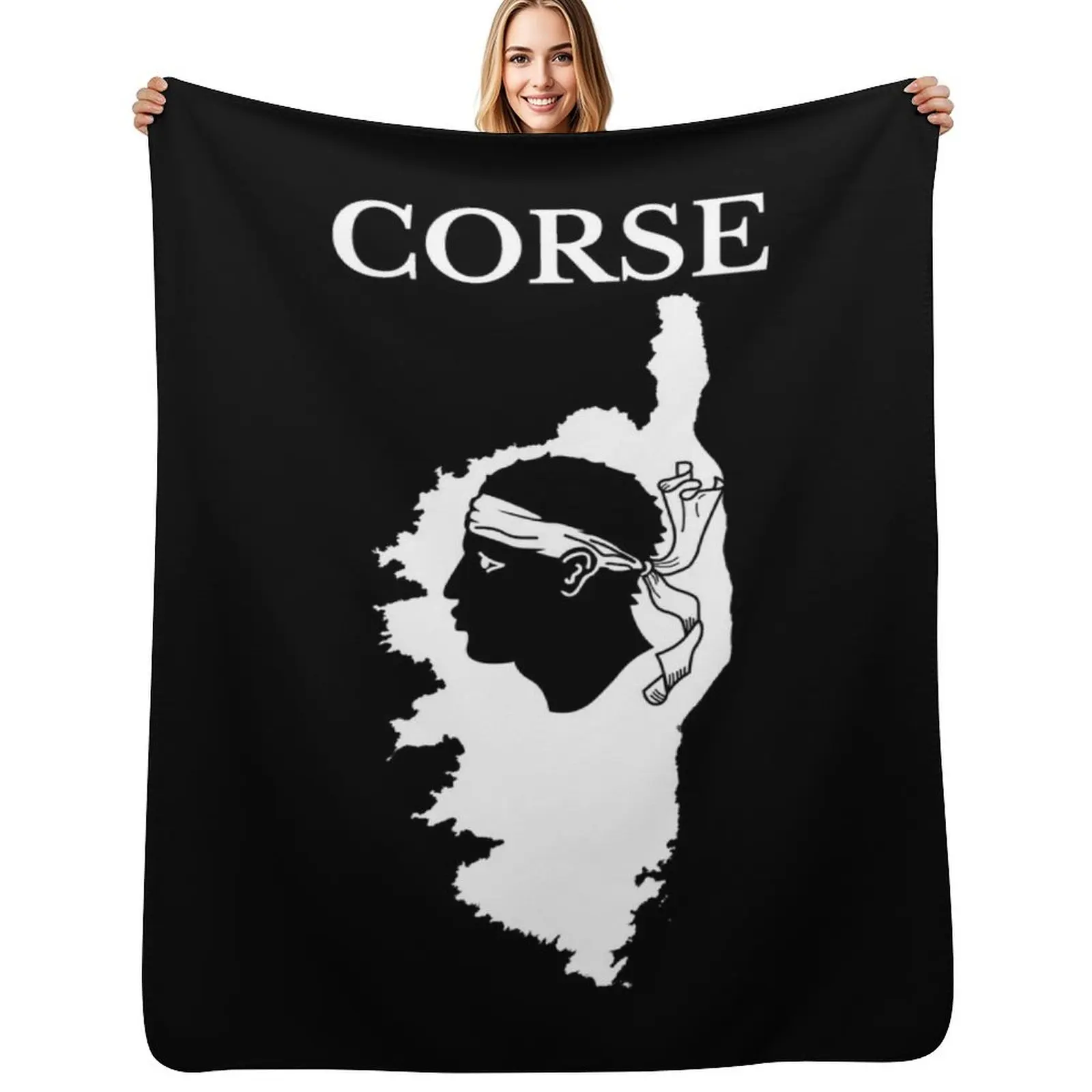 

Corsica (Corse) Map, France, French Region. Throw Blanket For Sofa Thin Vintage Blankets
