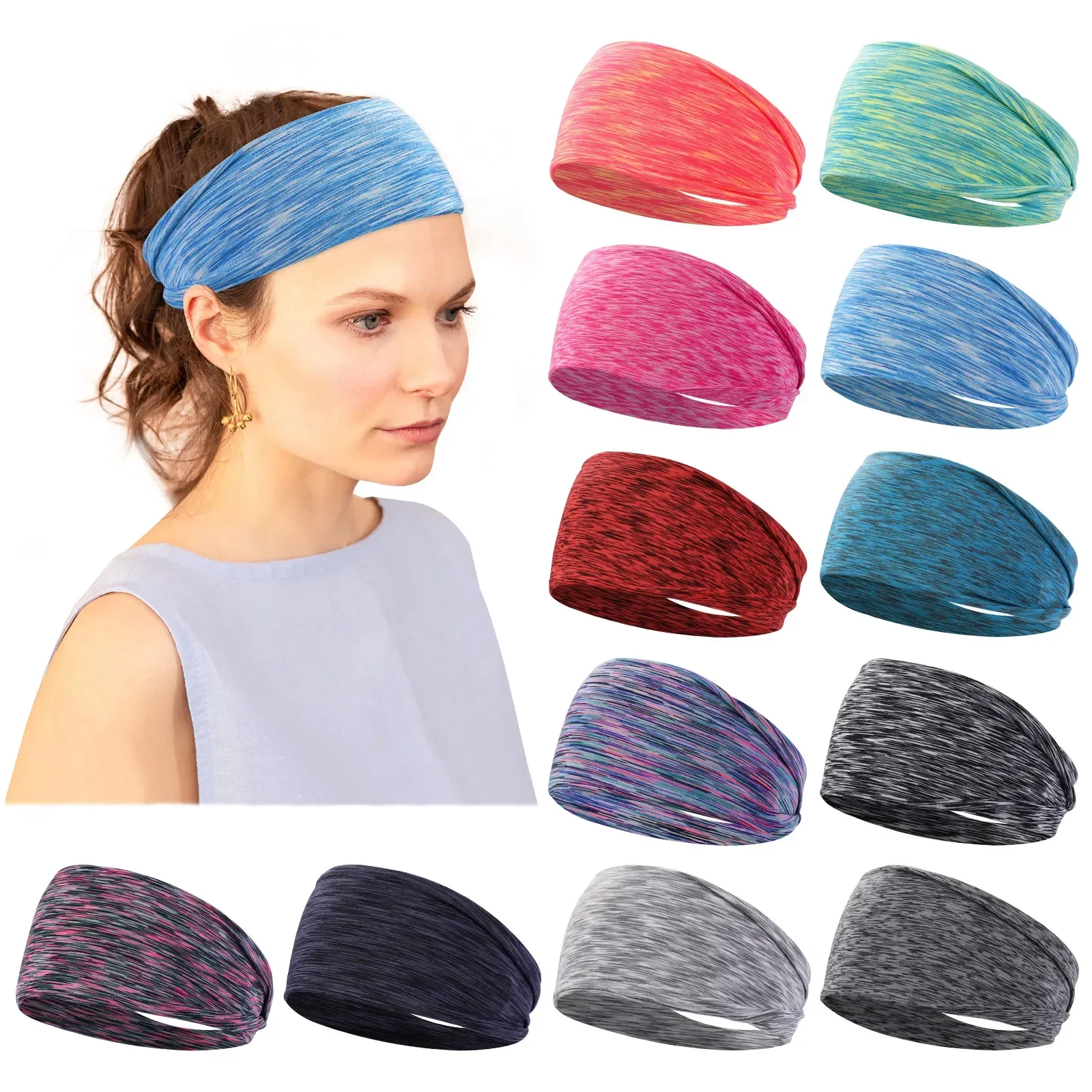 

3Pcs Sweatband for Men Women Elastic Sport Hairbands Head Band Yoga Headbands Headwear Headwrap Sports Workout Hair Accessories