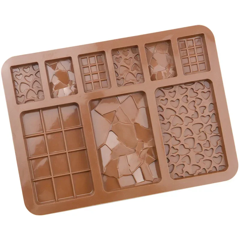 New 9-cavity Chocolate Silicone Mold Heart Broken Fondant Patisserie Candy Bar Mould Cube Cake Molds Kitchen Baking Accessories