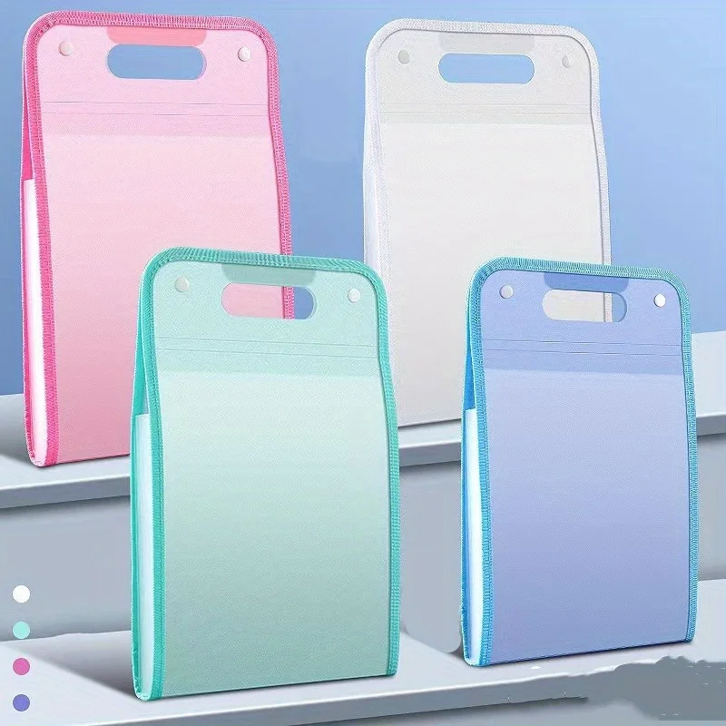 Handheld Plastic Accordion File Folder Student Universal Large Capacity Multi-layer Test Paper Storage Bag Organizer