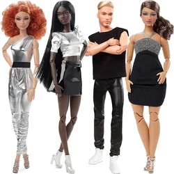 Original Barbie Signature Looks Dolls Dark Brown Red Curly Hair Yoga Tall Body Joints Movable Girls Toys for Collectors Edition
