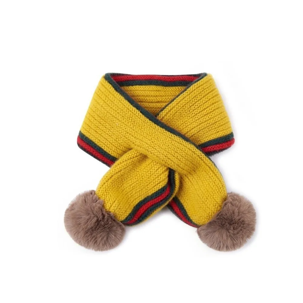 New Windproof Neck Warmer Coldproof Knitted Knitted Scarf Pompom Warm Neckerchief Outdoor Sports