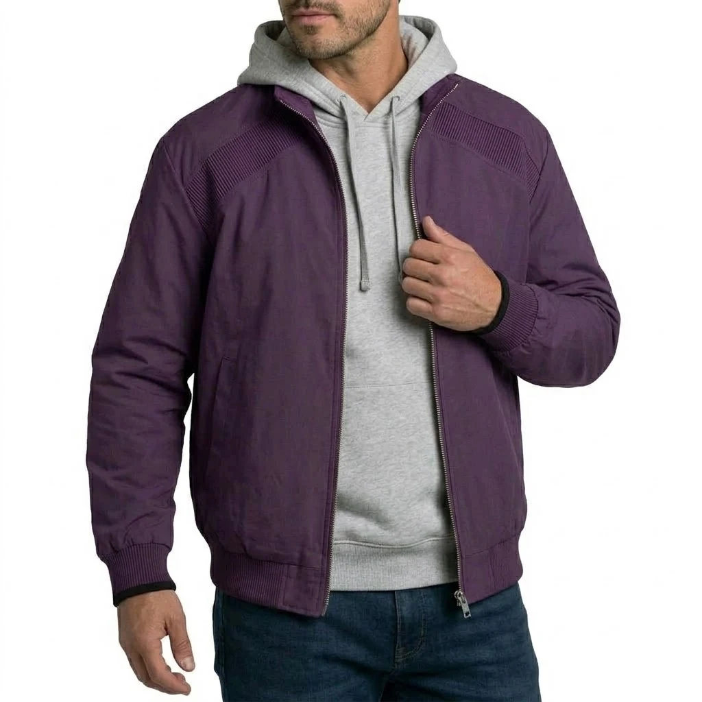 Men's Casual Bomber Jacket Lightweight Windbreaker Stand Collar Zip Up Sport Coats Autumn Workwear Top Outdoor Hiking Streetwear