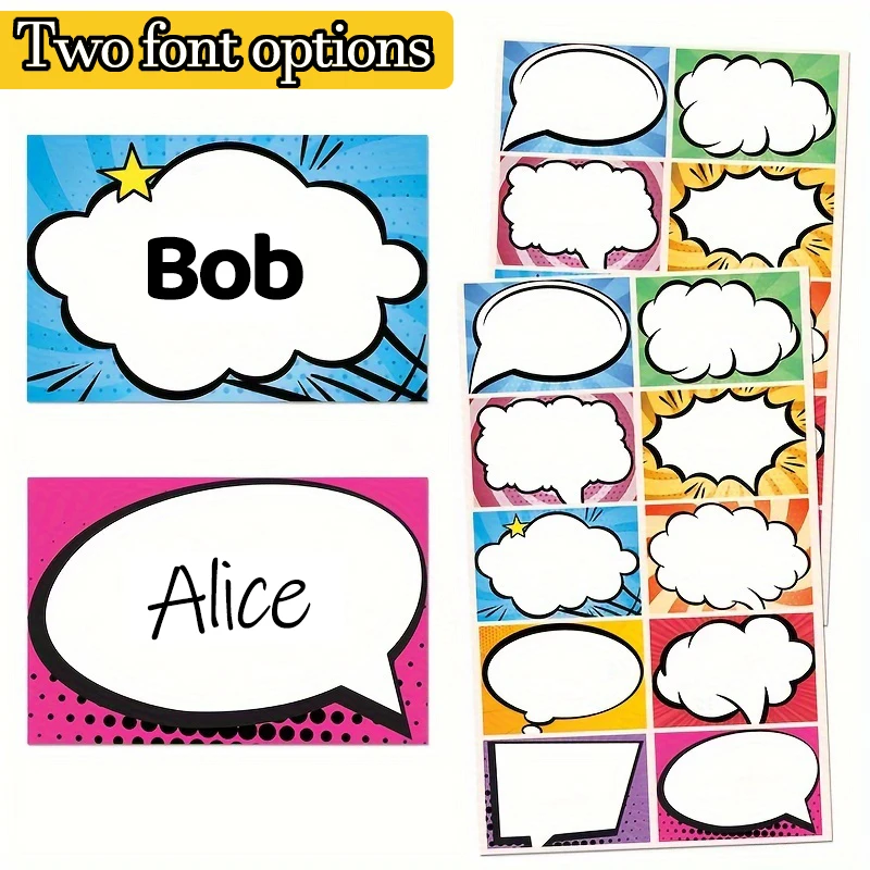 40 قطعة من ملصقات الأسماء المخصصة، ملصقات على الطراز الهزلي، خياران للخط، علامات متينة مقاومة للماء لزجاجات الكتب واللوازم المدرسية #4