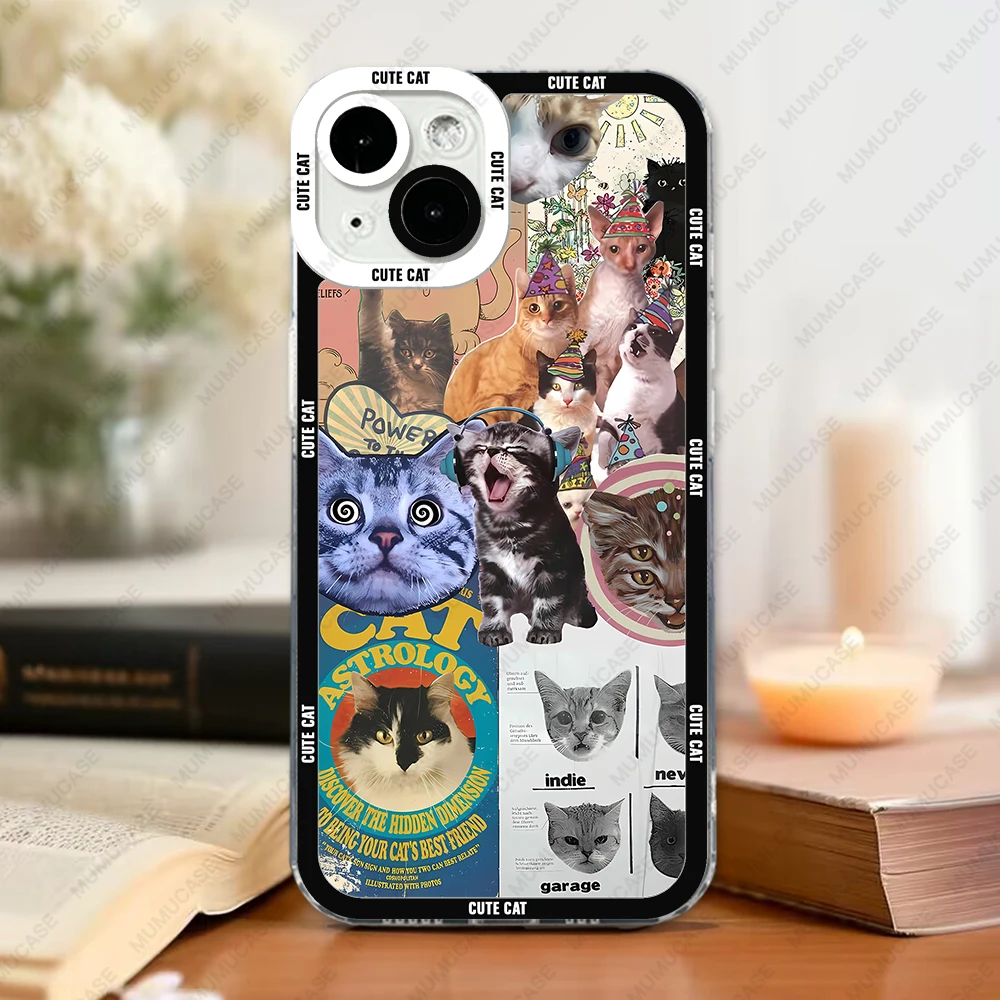 Cute and funny cat collage Phone Case For iPhone 16 15 14 13 Pro Max 12 Mini 11 XS X XR SE 7 8 Plus Soft Cover
