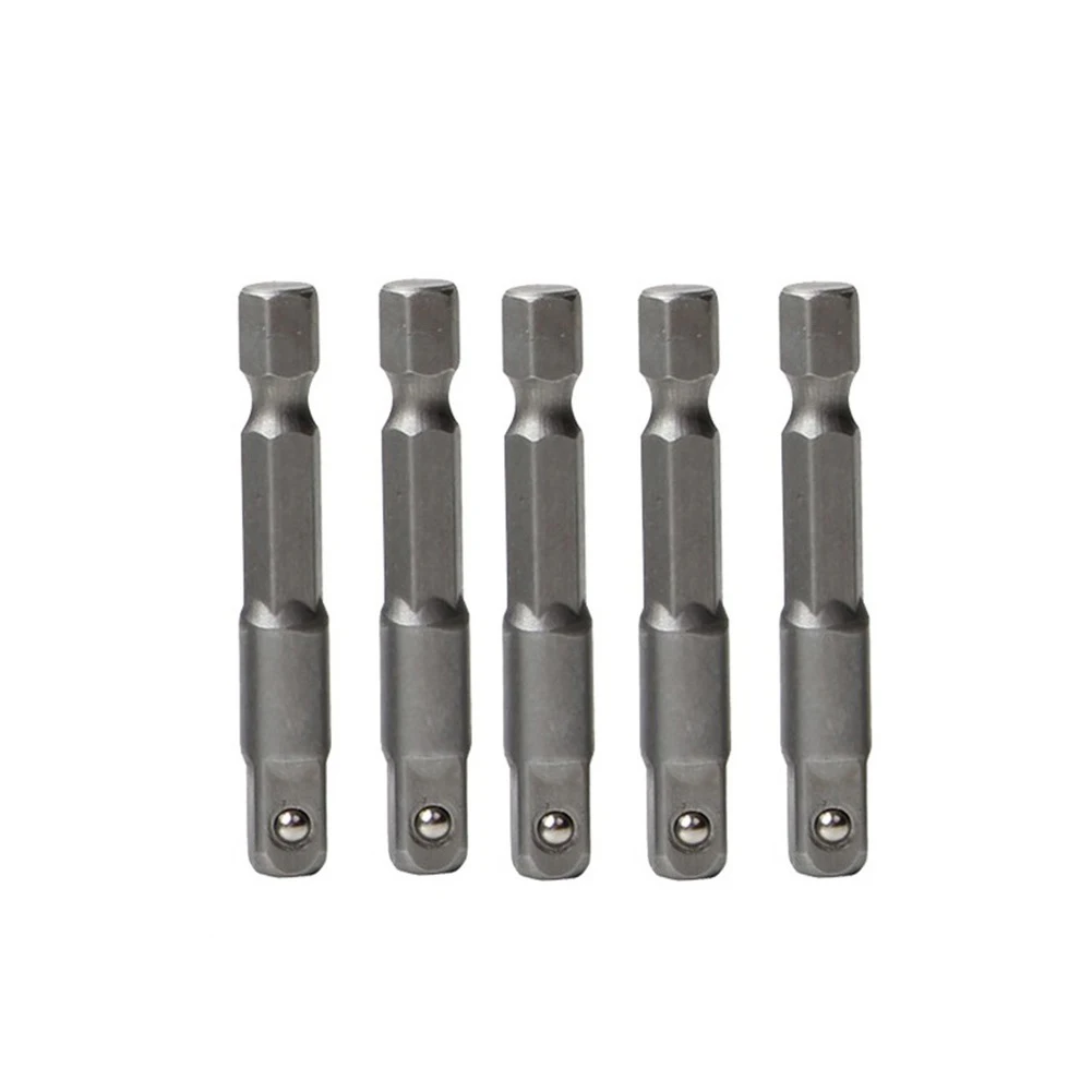 Precision Engineered 5 piece Hex Shank to Square Drive Socket Adapter Set 14 Hex Shank To 14 Square Drive 50mm