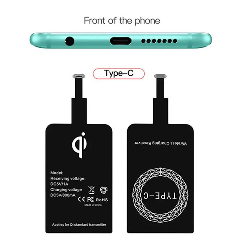 Wireless Charging Adapter Wireless Charger Receiver Adapter Chip Effective Wireless Charger Receiver Thin Type-C Charging
