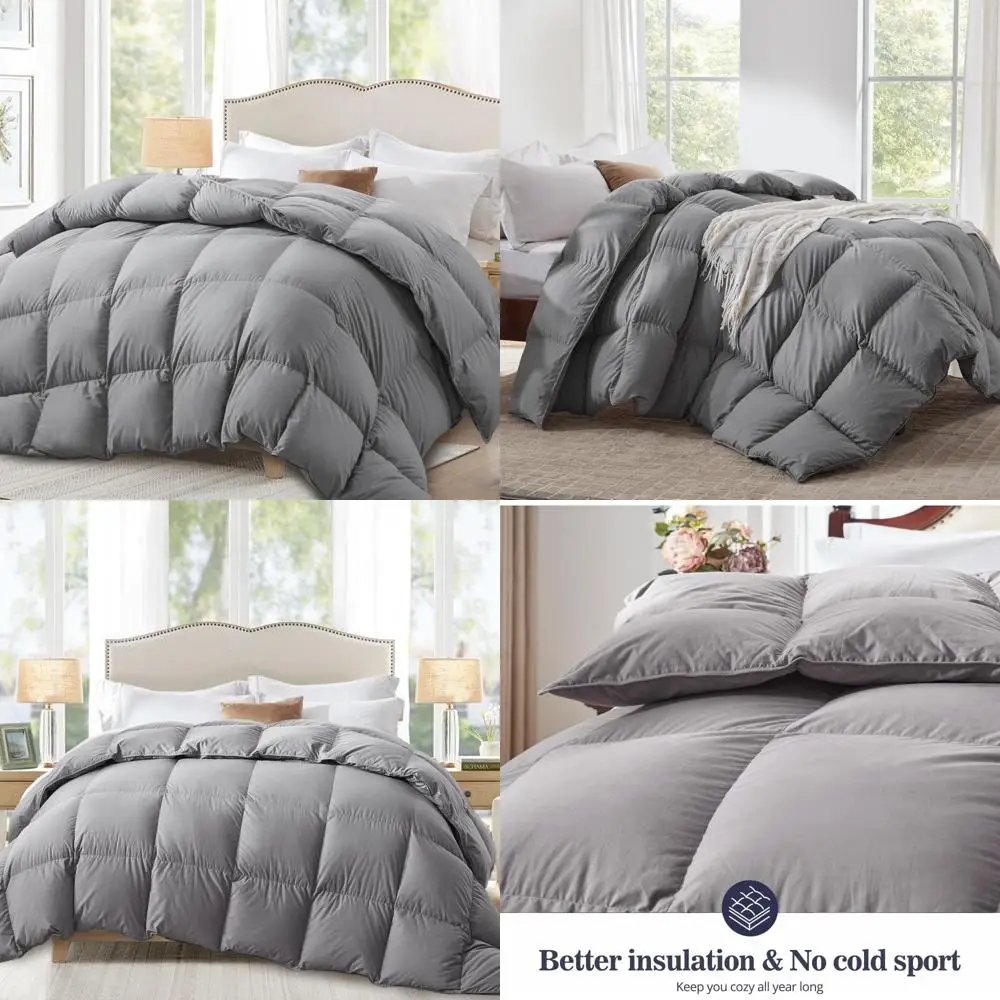 

Queen Size All-Season Duvet Insert - Ultra-Soft Noiseless Shell, Medium Weight with 8 Corner Tabs, Grey