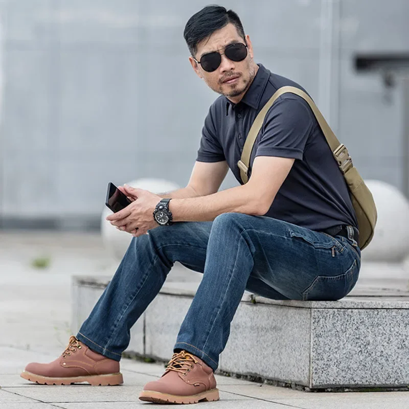 Pantalones vaqueros tácticos para hombre, pantalones Cargo resistentes al desgaste con múltiples bolsillos, pantalones Cargo rectos informales clásicos para negocios al aire libre para hombre