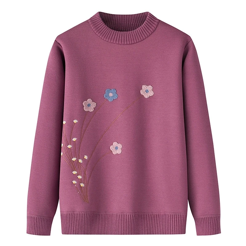 New Autumn Winter Knitted Sweater Female Pullover Women Basic Bottoming Sweater Warm Tops Middle-aged Elderly Mother Clothes