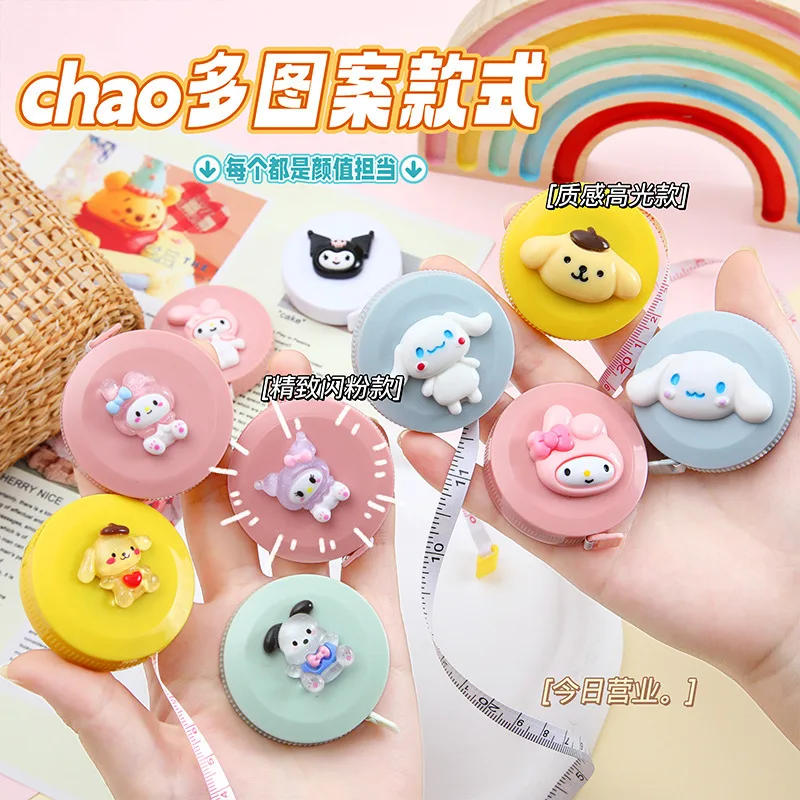 Cute Anime Sanrio Tape Measure Cartoon Cinnamoroll My Melody Kuromi Waist Measurement Portable Telescopic Soft Ruler Wholesale