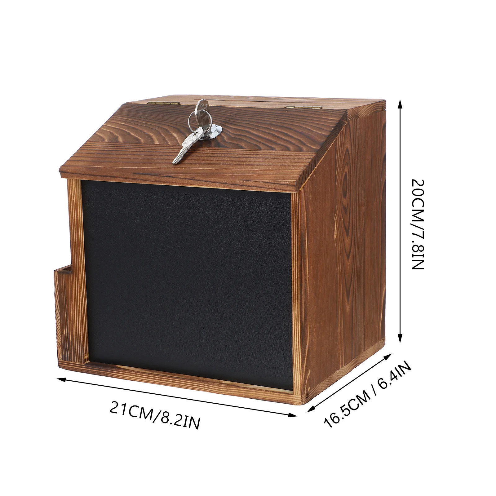 Vintage Wood Wall Mount Suggestion Donation Ballot Box Lockable Chalkboard Surface Home Office School Feedback Collection