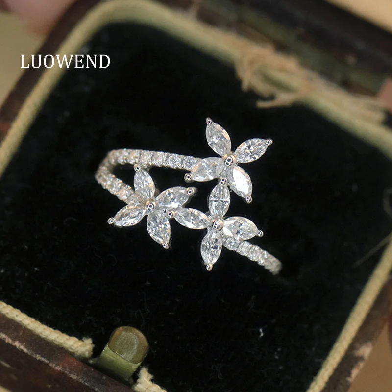 

Кольца LUOWEND из 100% белого золота 18 карат, элегантный стиль, 0,95 карата, обручальное кольцо с настоящим натуральным бриллиантом для женщин, высокие свадебные украшения