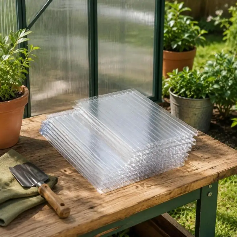 Greenhouse Glazing Replacement Sheets in Polycarbonate with Clip-Based Fitting and Existing Retaining Hardware Y5GB