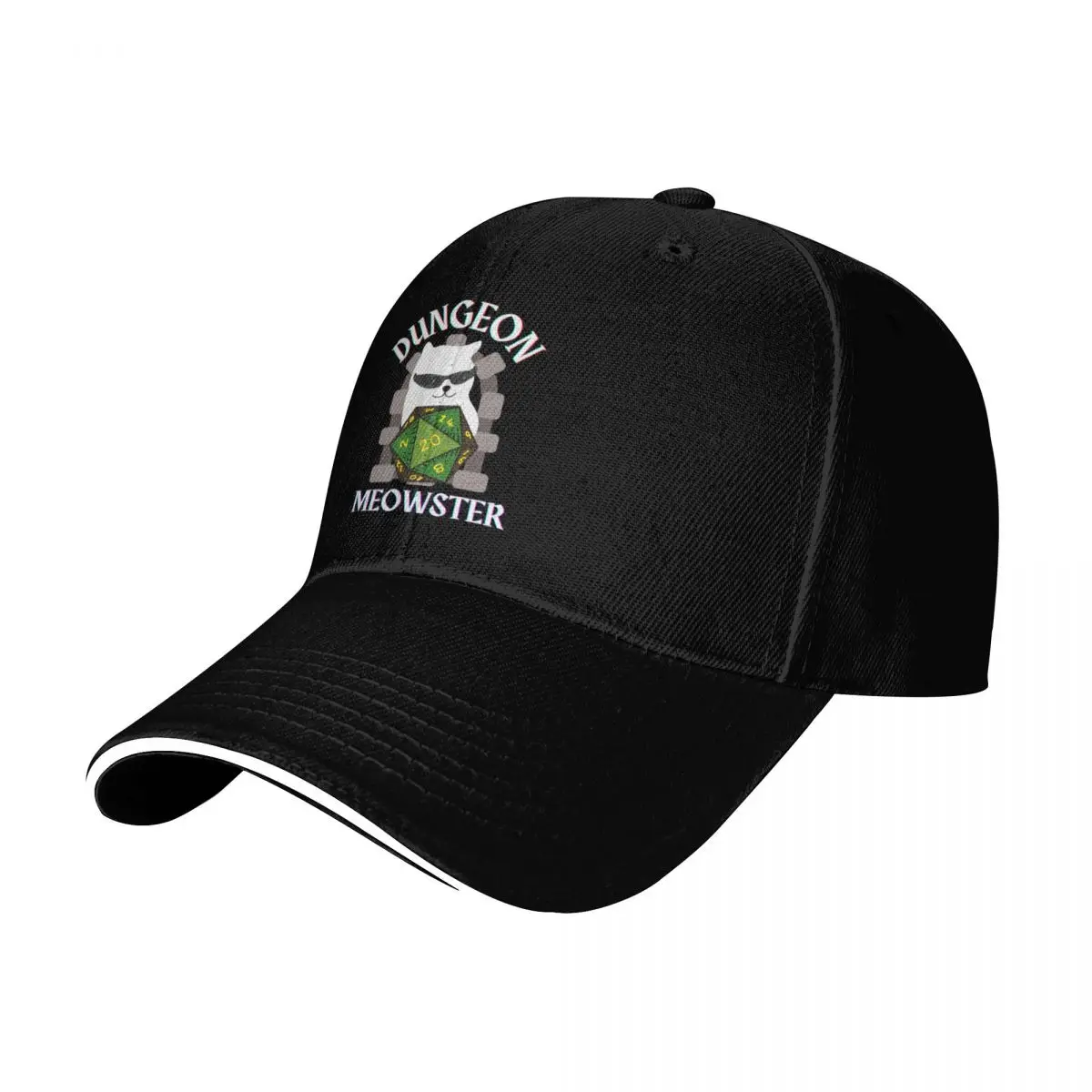 Dungeon Meowster, DND, Funny Cat Design Baseball Cap Snapback Flat Bill Strapback Dad Hat Six Panel Structured Crown