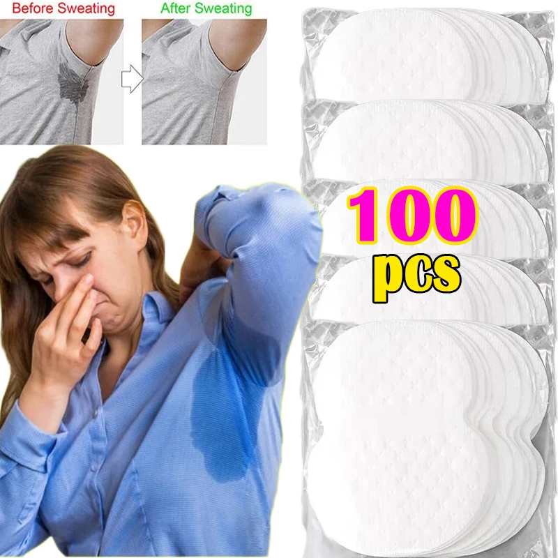 汗を吸収する汗パッド,下着,デオドラント,ステッカー,ケアの保護のためのパッド,見えない発汗,100個