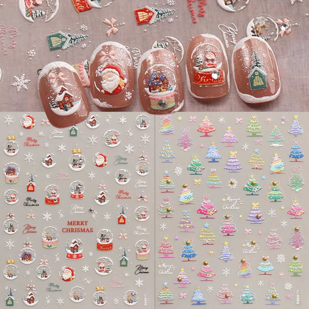 2 Stück Winter-Weihnachts-Nagelkunstaufkleber mit Prägung, einfach für Nageldekoration, Heimwerken, Geschenke, Party- und Hochzeits-Make-up-Styling