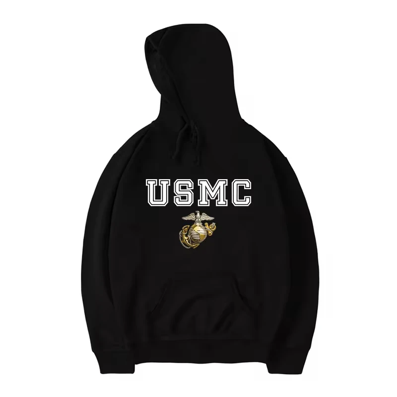 USMC Hoodie Men Women United States Marine Corps Logo Print Pullover US MC Cool Hoodie Sweatshirt With Hat Kawaii Kids Pullovers