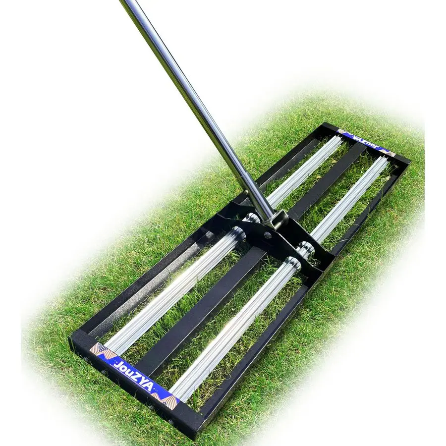 

Lawn Leveling Rake with Aluminum Rollers, Stainless Steel 17x10 Levelawn Tool , HeavyDuty Lawn Leveler with 70 Extended Handle,