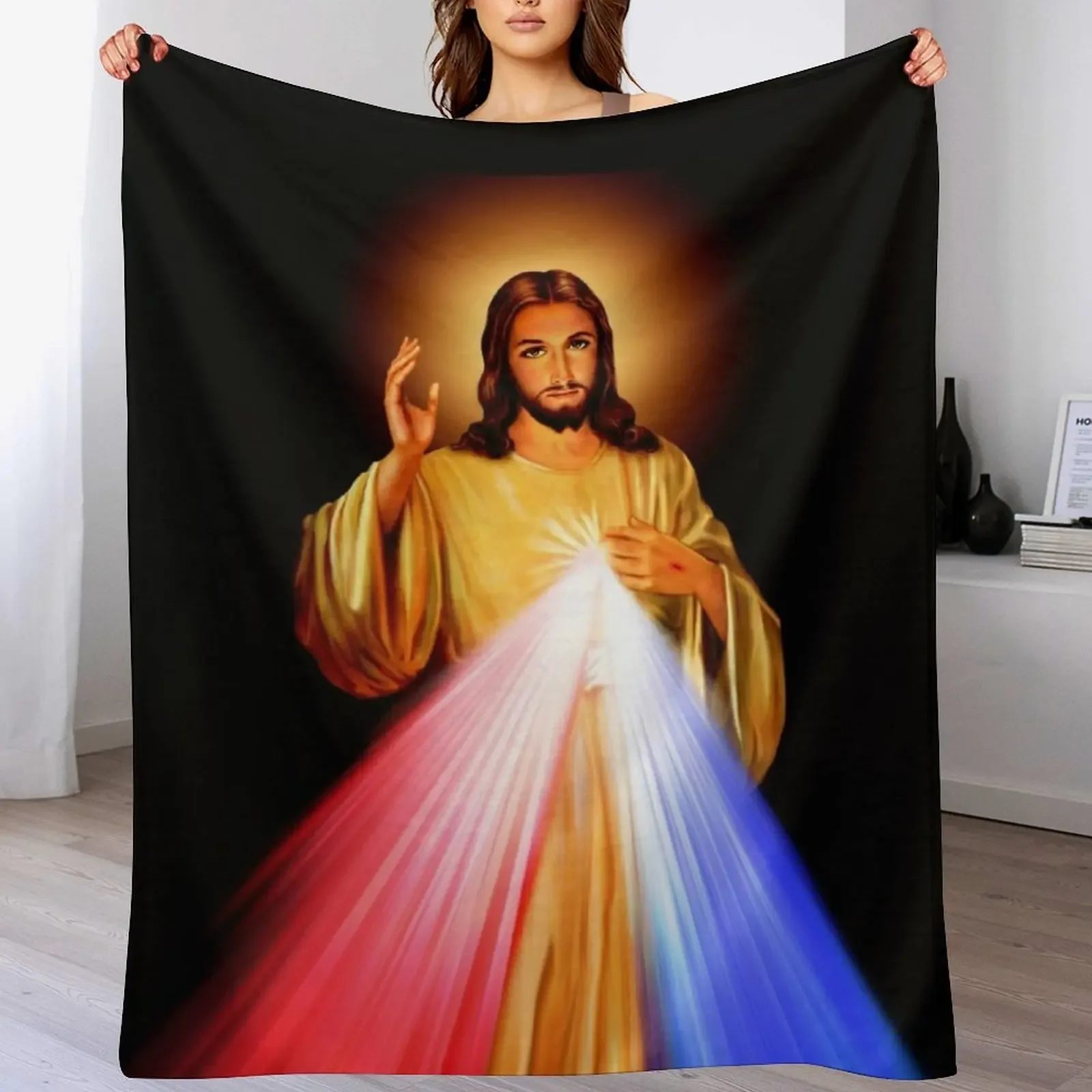 

The Divine Mercy, Jesus I trust in You, Saint Faustina, Divine Mercy Throw Blanket Soft Picnic Blankets
