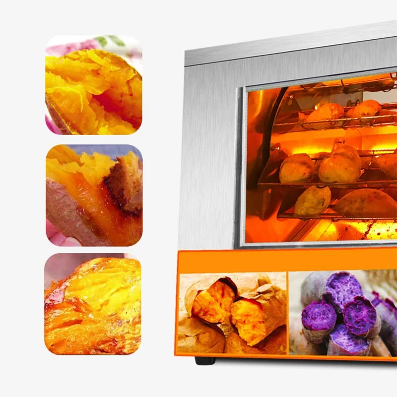 Commercial Automatic Rotating Oven, Electric Stainless Steel Sweet Potato Roaster, Corn and Potato Roaster for Snack Shops